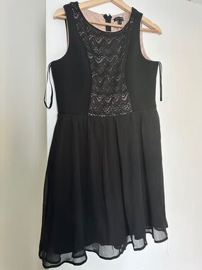 As U Wish Black Lace Bodice Dress with Nude Lining